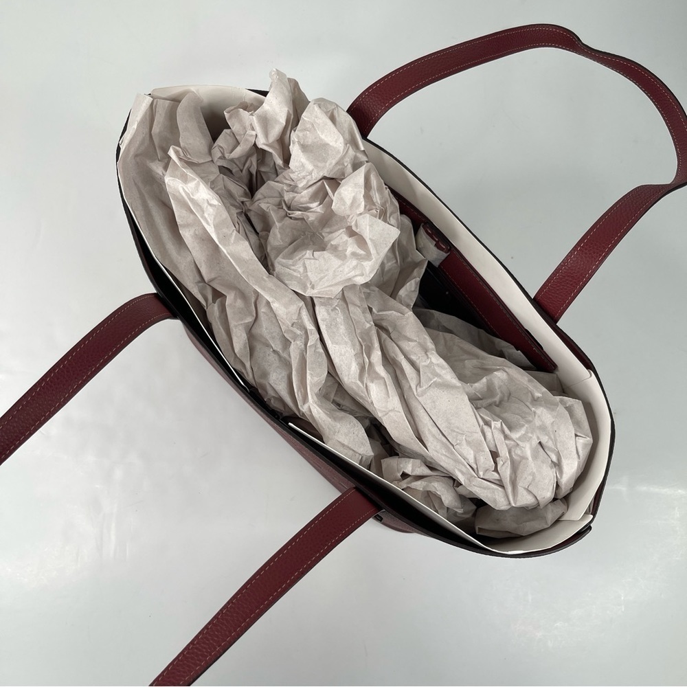 Coach Cameron Tote Embossed Pebbled Leather Wine Silver - Picture 14 of 17